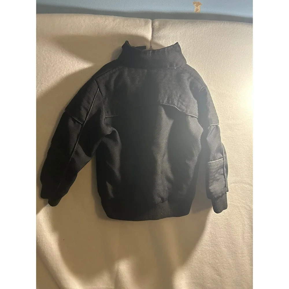 Sportier Boys Black Canvas Bomber Jacket Full Zip Coat Size 4T